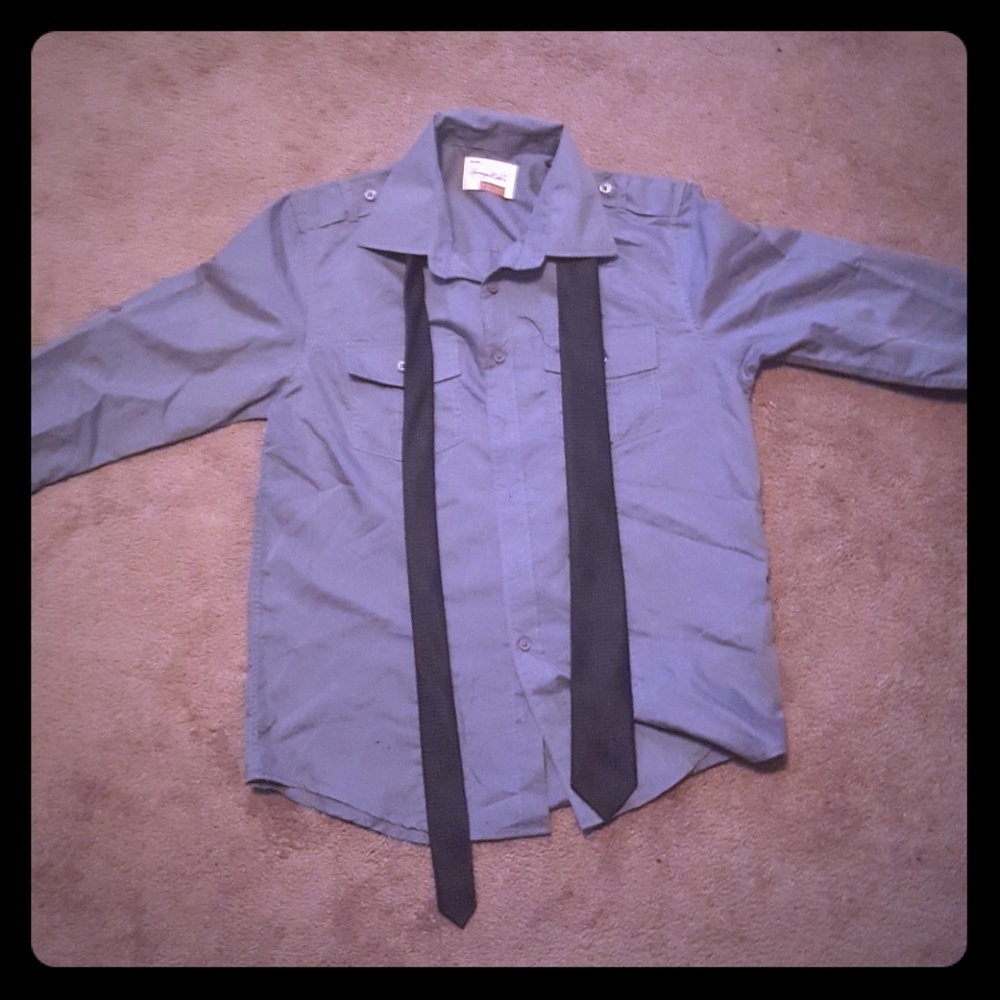 Grey Dress shirt with tie